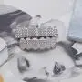 LuReen 14k Gold 6 Teeth Grillz Hip Hop Joker Diamond Top & Bottom Teeth Caps Grillz Set