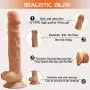 10" Dildo with Suction Cup Base Fake Penis Sex Toy with Balls for Vaginal G Spot and Adult Toys for Women (Flesh)