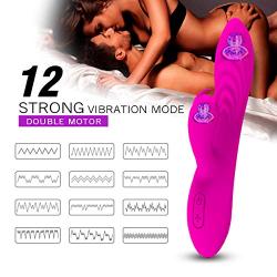 Rabbit Vibrator G Spot Vibrating Dildo Clitoral Massager Double Stimulation Wand Sex Toys for Women Couple Lesbian Waterproof USB Rechargeable Purple
