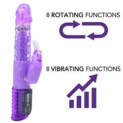 Rotating Rabbit Vibrator - Wave Sensation Powerful Vibrations - Shaft and Tip Rotations - Adult Vibrator Sex Toy