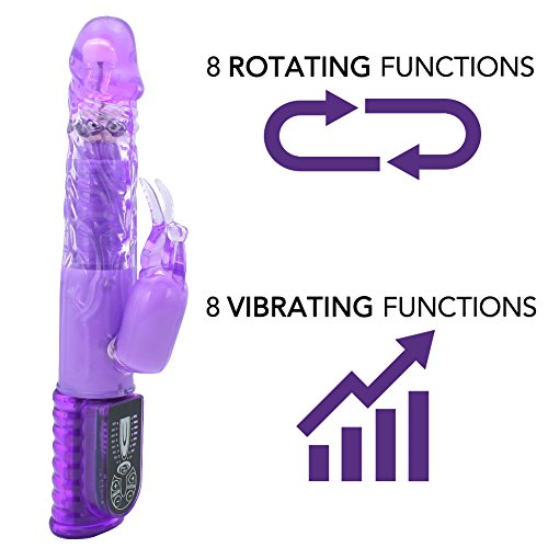 Rotating Rabbit Vibrator - Wave Sensation Powerful Vibrations - Shaft and Tip Rotations - Adult Vibrator Sex Toy