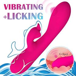 G Spot Rabbit Vibrator for Clitoral Stimulation with 21 Vibrating Modes-Fondlove Rabbit Dildo with Clit Licking G-spot Patting, Waterproof Sex Adult Toys Women