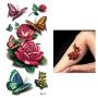 8 Sheets 3D Temporary Tattoo Sticker Butterfly Flower Design Body Chest Hand Art Decal Removable