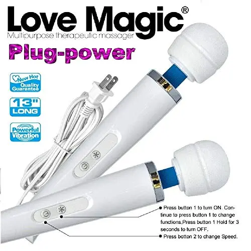 Love Magic Wand Multipurpose Therapeutic Massager Multi Speed Plug-In, Quiet Vibrations-steady & Pulsating, Silicone Massage Head, Flexible Neck, Maximum Pleasure, for Muscle Aches and Sports Recovery
