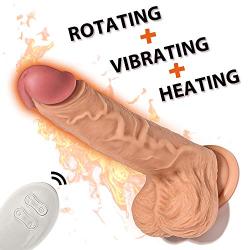 Realistic Vibrating Dildo G-spot Vibrator with 360°Rotation, Recharge Waterproof Penis with Suction Cup and Remote Control, Treediride Clit Nipples Stimulator Massager for Women or Couple