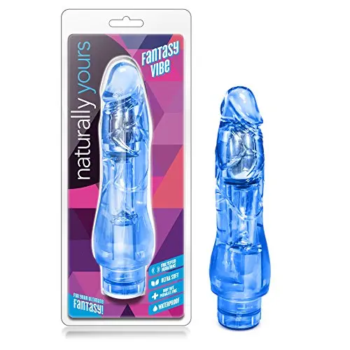 Naturally Yours - Fantasy Vibe - 8.5&quot Soft Realistic Long Vibrating Dildo - Multi Speed Flexible Vibrator - Waterproof - Sex Toy for Women - Sex Toy for Adults (Blue)