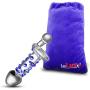 LeLuv 6 inch Medium Blue Plug Anal Juicer G-Spot Spinner Glass Wand Bundle with Premium Padded Pouch