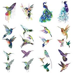 WYUEN 12 PCS Hummingbirds Temporary Tattoo Sticker for Women Men Fashion Body Art Adults Waterproof Hand Fake Tatoo 9.8X6cm (FW12-13)