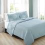 Home Fashion Designs 2-Piece Coastal Beach Theme Quilt Set with Shams. Soft All-Season Luxury Microfiber Reversible Bedspread and Coverlet. Fenwick Collection Brand. (Twin, Ether Blue)