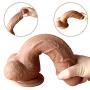 Dildo with Strong Suction Cup and Washable Liquid Silicone 360°Swing Cock Dildo for Fun 9.5”x 4.26”Hands Free Penis Sex Toys (Brown)