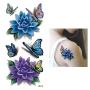 8 Sheets 3D Temporary Tattoo Sticker Butterfly Flower Design Body Chest Hand Art Decal Removable