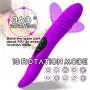 G Spot Vibrator Dual Motor Wand, Heating Realistic Dildo with 10 Rotation and Expansion USB Rechargeable, Clitoris Stimulation Flexible Tongue 10 Frequency Vibration Double-Head Vibrating Waterproof