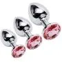 Akstore 3 Pcs Luxury Jewelry Design Fetish Stainless Steel Anal Butt Plug Fantasy Sex Restraints Bondage SM Large+Medium+Small Anal Stimulation Toy for Unisex Masturbation with Penis Condom(Pink)