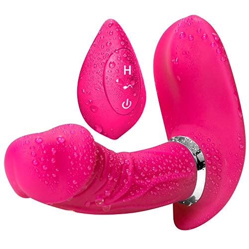 Women Butterfly Vibr and Ating Wearable Remote USB Charged Wireless Control Butterfly Vib and rator Toys (Red)