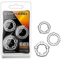 Blush Novelties Stay Hard Beaded Cockrings, Clear, 0.7 Ounce