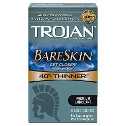 Trojan Condom Sensitivity Bare Skin Lubricated 10Pc