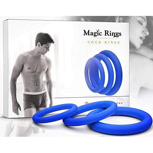 Penis Ring Set for Men - Adult Toys for Couples - Sex Enhancer Ring - Silicone Cock Rings for Longer Orgasm - Blue