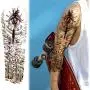 COKTAK 11 Sheets Cool Full Arm Temporary Tattoos For Men Body Sleeve Fake Military Warrior Tattoo Stickers Rose Beast Wolf Lion Tiger Eye Totem Extra Large Tatoos Women Leg Half Armband Animal Adults