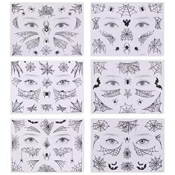 Olgaa 10 Pieces Halloween Face Tattoos Temporary Tattoos Crawling Spider Tattoo Cobweb Spider Web Halloween Tattoos Sticker for Halloween Body Decoration