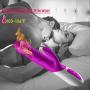 G Spot Rabbit Vibrator for Clitoris Stimulation Pleasure Heating Waterproof Rechargeable Rotating Realistic Dildo with 10 Powerful Vibration 3 Thrusting Modes Quiet Dual Motor Sex Toy for Women Couple
