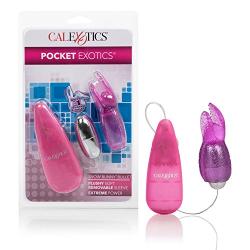 CalExotics Pocket Exotics Bunny Bullet - Vibrator with Rabbit Tickler - Sex Toys for Couples - Adult Vibe Egg Massager - Pink