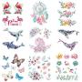 Ooopsi 10 Sheets Luau Floral Temporary Tattoos -Hawaiian/Tropical/Flamingo/Summer Pool Party Decorations Supplies Favors