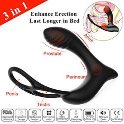 Vibrating Penis Ring, 3 in 1 Wireless Remote Control Prostate Massager with Ball Loop, 10 Speed Rechargeable Vibrator Stimulator Anal Sex Toys for Couple Play