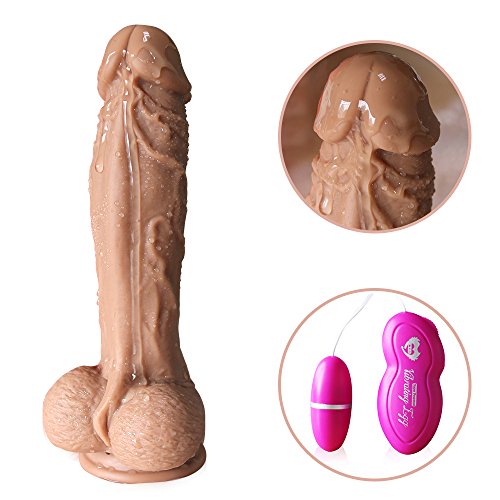 Dildo with Strong Suction Cup and Washable Liquid Silicone 360°Swing Cock Dildo for Fun 9.5”x 4.26”Hands Free Penis Sex Toys (Brown)