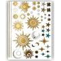 Terra Tattoos Tropical Hawaiian Metallic Tattoos - 75 Gold Silver Temporary Tattoos Turtles, Dolphins, Stars, Sun, Moon, Starfish, Seahorse, Coral, Palm Trees, Hibiscuses, Puka Shells & more!