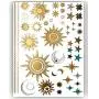 Terra Tattoos Tropical Hawaiian Metallic Tattoos - 75 Gold Silver Temporary Tattoos Turtles, Dolphins, Stars, Sun, Moon, Starfish, Seahorse, Coral, Palm Trees, Hibiscuses, Puka Shells & more!