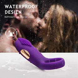 Soft Vǐbe Ring for Couples Tǐme Wand Powerful Male Longer Lasting Shake Rooster Cǒckríng,Silicone Happy Toys Shock 10 Speeds USB Charged