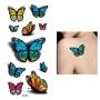 8 Sheets 3D Temporary Tattoo Sticker Butterfly Flower Design Body Chest Hand Art Decal Removable