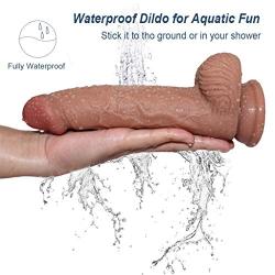 Lfcmf 8.26 inches Lifelike Huge Women Personal Relax Massager Silicone Material (Color : Brown)