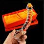 Double-Ended Glass Wand Textured Curved Huge Smooth Medical-Grade Crystal Stick for Women Men Female Beginners