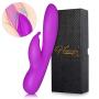 G Spot Rabbit Vibrator for Women - Seamless Dual Powerful Motor with 7 Vibration Modes Rechargeable Clitoris Stimulation Waterproof Wand Massager Couple Dildo Adult Sex Toys (Purple)