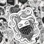 50PCS Gothic Retro Skull Black and White Thriller Horror Style Toy Sticker for Water Bottle Skateboard Luggage Trolley Laptop Doodle Cool Sticker (Gothic)