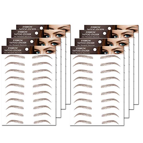 8 Sheets 4DHair-Like Authentic Eyebrows stickers,Waterproof Imitation Eyebrows Transfer Stickers,Eyebrows Tattoo Instant Eyebrow Stickers,Long Lasting Natural Eyebrow Makeup Tool for Women(Brown)