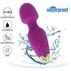 Power Portable Wand Massager, Wireless Waterproof USB Rechargeable Massager Wand with 10 Modes Vibration,Mini Frequency for Muscle Aches & Sports Recovery