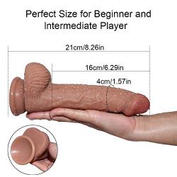 Shuajnba Kil 18cm Lifelike Artifical Flexible Dildo with Suction Cup for Woman Silica Gel Massaging Rod Sunglasses Jeans Handheld Personal Body Massager Waterproof (Color : Brown)