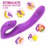 Remote Control Strapless Strap on Dildo Dual Vibrators, 9 Speed Rechargeable G-Spot Massager, Silicone Double Ended Dildos Sex Toys for Lesbian Women Couples (Purple)