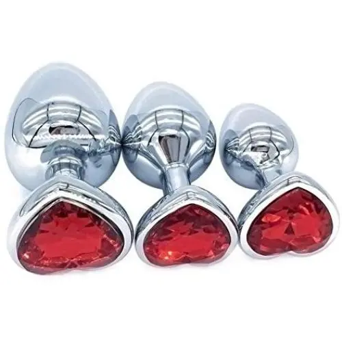 YiFeng 3 Pieces Steel Jewel Butt Play Plug Heart Stand Design Sex Toys for Adults Red YiFeng 3 Pieces Steel Jewel Butt Play Plug Heart Stand Design Sex Toys for Adults Red