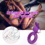 Electric Penis Ring, Yuechao Electric Male Ring with Mini Bullet for Couples Play Mens Vibrating Cock Ring Waterproof for Longer Harder Erection (Purple Rabbit)