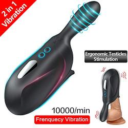 Penis Trainer Male Masturbator Cup Dual Motors,CHEVEN Penis Training Tool with Glans & Testicles Stimulation 10 Vibrating Modes,Masturbation Massager Adult Sex Toys for Men Prolong Sexual Endurance