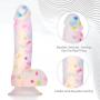 XKiss Confetti Clear Dildo, Super Quality 7" Realistic Silicone Penis with Suction Cup, Artistic Sex Toy for Vaginal G Spot & Anal Prostate Play