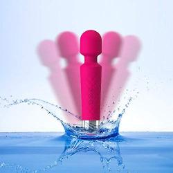 Cordless Wand Massager -100% Silicone Waterproof 8 Speeds Powerful Handle Electric Therapeutic Boby Massager (Pink)