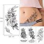 glaryyears 11 Sheets 24 Tattoos Black Flower Temporary Tattoos for Women, Realistic Henna Rose Fake Temporary Tattoo Stickers Waterproof on Wrist Arm Shoulder Body Art 3.5x7.5