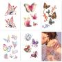 30 Sheets (120+ PCS) Butterfly Temporary Tattoos for Women Kids - Colorful Body Art 3D Fake Tattoos, Butterfly Party Favors