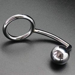 Anal Plug Cock Ring with Ball Metal Steel Hook Chrome Butt