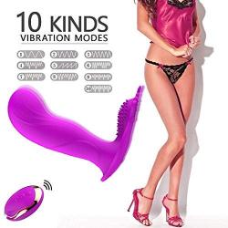 Wearable 10 Speeds Buttterfly Silicone Waterproof USB Rechargeable Invisible Remote Control Vibrantor for Women Couples(Hot Pink)