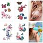 30 Sheets (120+ PCS) Butterfly Temporary Tattoos for Women Kids - Colorful Body Art 3D Fake Tattoos, Butterfly Party Favors